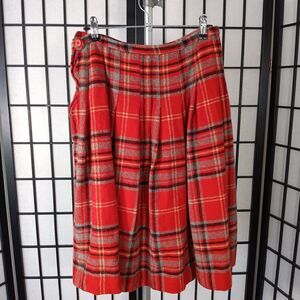 COLLEGE TOWN of BOSTON Plaid Pleated Wool Skirt